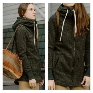 NWT DESO WANDERER ZIP HOODIE IN BLACK FOREST PEPPER deep green Jacket Full Zip